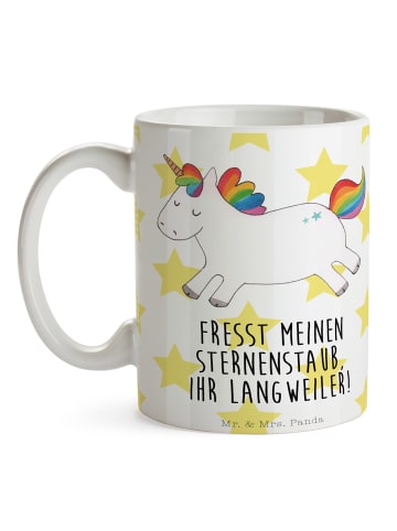Mr. & Mrs. Panda Kaffeetasse Einhorn Happy mit Spruch in Weiß