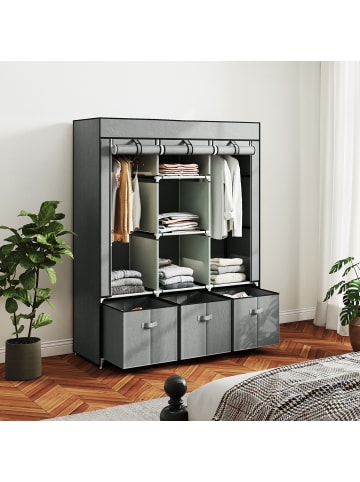 HOMCOM Stoffschrank-125L x 43B x 162,5H cm-Hellgrau