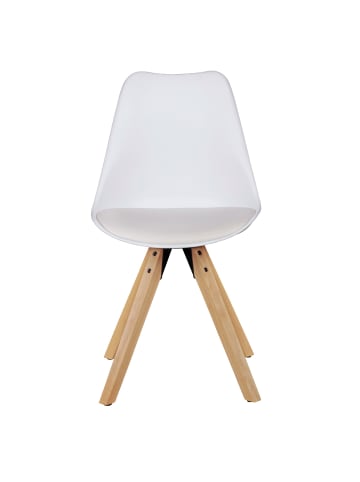 FineBuy Esszimmerstuhl in Weiß / Kunstleder / 49x52x87