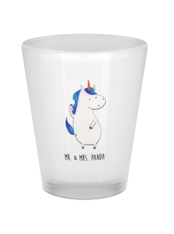 Mr. & Mrs. Panda Schnapsglas Einhorn Mann ohne Spruch in Transparent