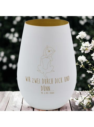 Mr. & Mrs. Panda Gold Windlicht Hund Streicheln mit Spruch in Weiß