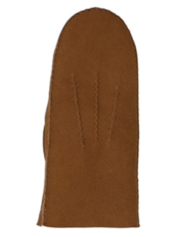 CASH-MERE.CH Lederfäustlinge mit Lammfell in Hazelnut