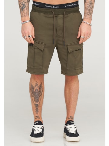 behype Cargoshorts - Kurze Hose für Herren im Regular-Fit in Khaki