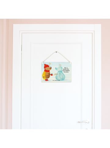 Mr. & Mrs. Panda Schild Nachtfalter Schneemann Design mit Spruch in Weiß