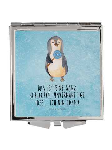 Mr. & Mrs. Panda Handtaschenspiegel quadratisch Pinguin Lolli mi... in Eisblau