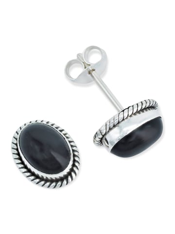 mantraroma 925er Silber - Ohrstecker (L) 9 x (B) 7 mm mit Onyx