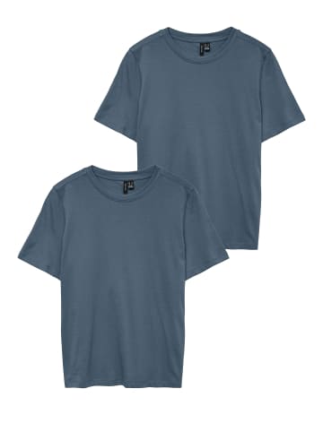 Vero Moda 2er-SET Kurzarm-T-Shirt mit Rundhalsausschnitt in Blau-2