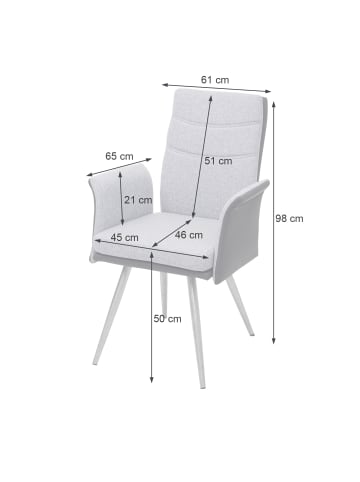 MCW 2er-Set Esszimmerstuhl G54 mit Armlehne, Grau
