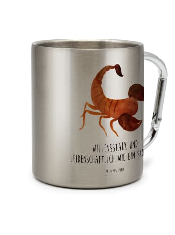 Mr. & Mrs. Panda karabiner tasse Sternzeichen Skorpion mit Spruch in Silber
