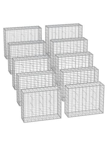 SONGMICS 10er-Set: Gabione in Silbern - (B)100 x (H)80 x (T)30 cm
