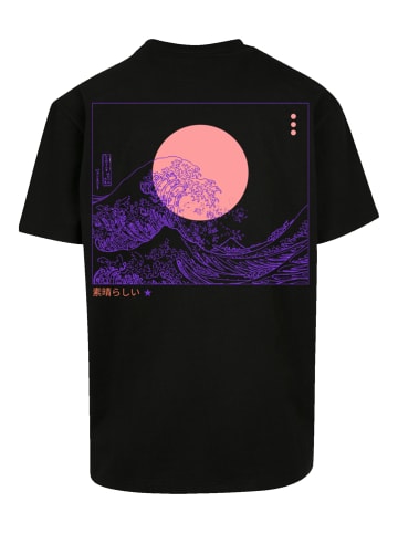 F4NT4STIC Herren T-Shirt Oversized PLUS SIZE Kanagawa Welle in schwarz