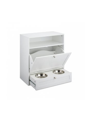 relaxdays Hunde-Futterschrank in Weiß - (B)60 x (H)68 x (T)33 cm