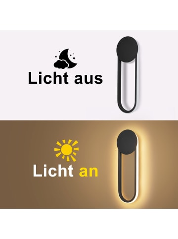 ZMH Wandleuchte LED in schwarz 12W Modern 3000K warmweiß Hallampe L 41.5cm