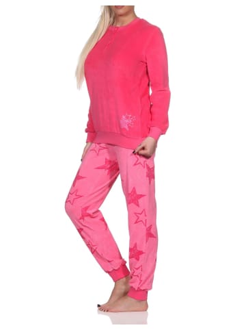 NORMANN Frottee Schlafanzug lang Bündchen Sterne - 81673 in pink