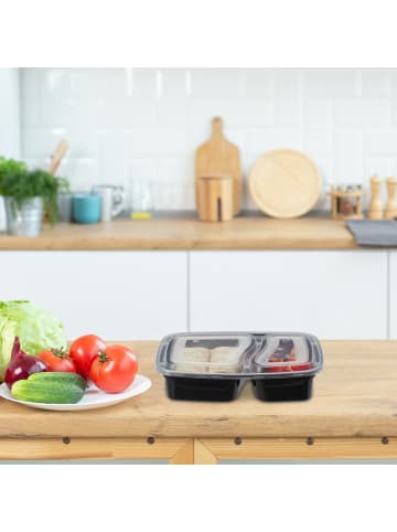 relaxdays 24 x Meal Prep Box in Schwarz/ Transparent