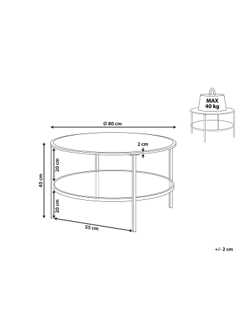 Beliani Couchtisch TELLAKA in Schwarz/Transparent - (W) 80 x (H) 45 x (L) 80 cm