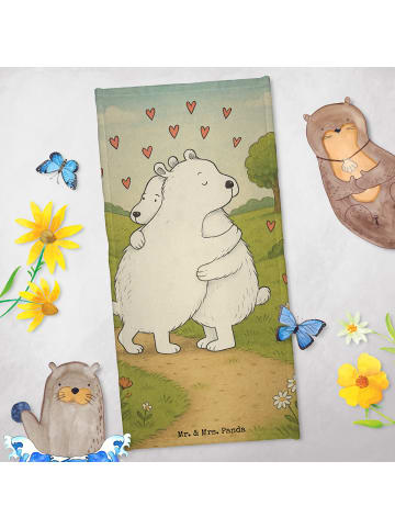 Mr. & Mrs. Panda Strandhandtuch Eisbär Umarmen Design ohne Spruch in Gelb Pastell