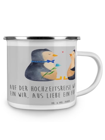Mr. & Mrs. Panda Emaille Tasse Hochzeitsreise Ewige Liebe mit Sp... in Heather Grey