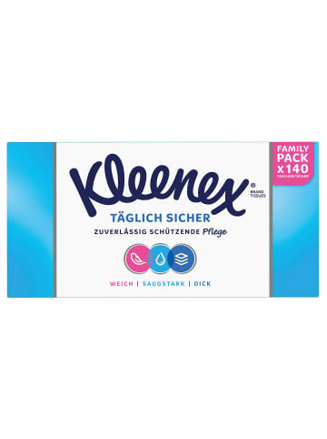 Kleenex Täglich Sicher Taschentücher-Box Kosmetiktücher 3-lagig 15 x 140 Tücher