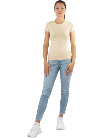 Janice 2 x Damen T-Shirt hochgeschlossen Nice in Beige