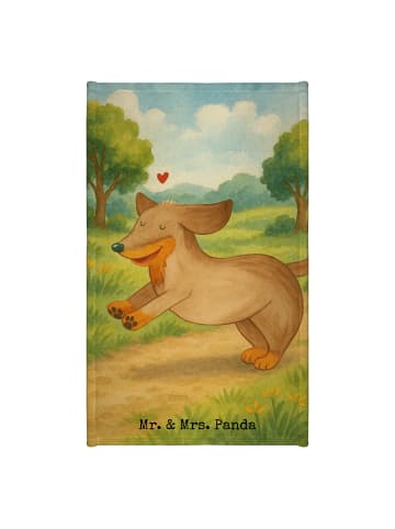 Mr. & Mrs. Panda Handtuch Hund Dackel Design ohne Spruch in Weiß