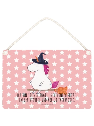 Mr. & Mrs. Panda Wegweiser Einhorn Hexe mit Spruch in Rot Pastell