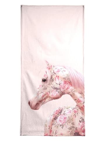 Juniqe Strandtuch "Floral Horse" in Rosa