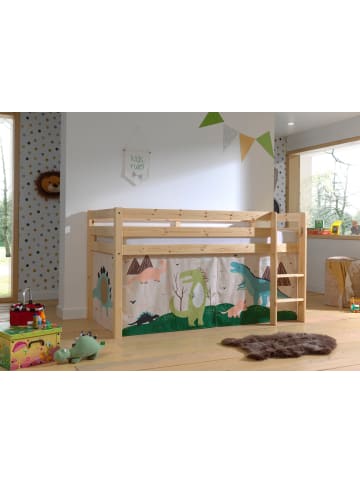 58 aufm Kessel KINDERBETT Karolina 210x114x106 Massivholz Natur Textilset Dino