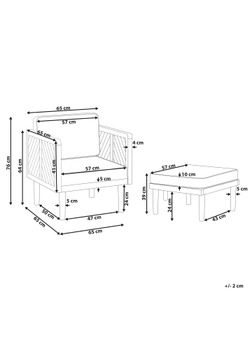 Beliani 2-tlg Gartenstuhl BARATTI in Braun/Beige