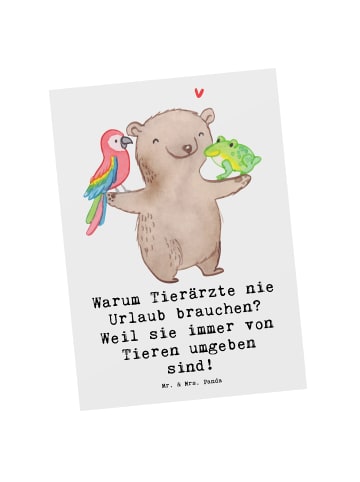 Mr. & Mrs. Panda Postkarte Tierarzt Freude mit Spruch in Weiß