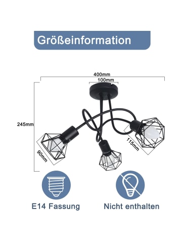ZMH Deckenleuchte in Weiß 3-flammige E14 Vintage Deckenspots Metall