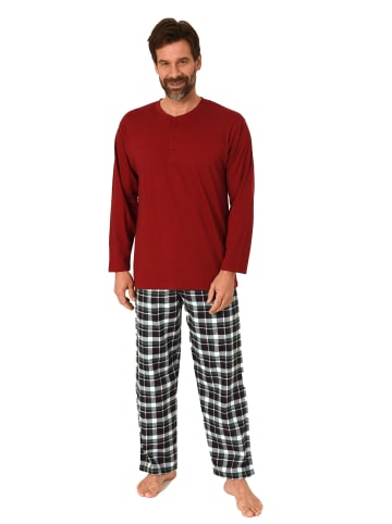 NORMANN Schlafanzug lang Pyjama FlanellHose Karo - 88912 in rot