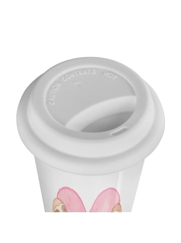 Mr. & Mrs. Panda ToGo Kaffeebecher Faultiere Herz mit Spruch in Weiß