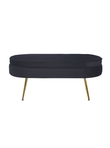 SalesFever Polsterhocker oval mit Chromfüßen in Goldoptik und Samtbezug in Schwarz