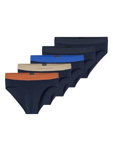 Schiesser Slip 5er Pack in Blau/Beige/Orange