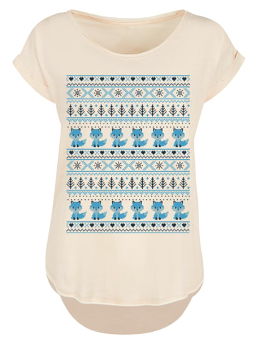 F4NT4STIC Long Cut T-Shirt Christmas Fuchs Weihnachten Muster in Whitesand