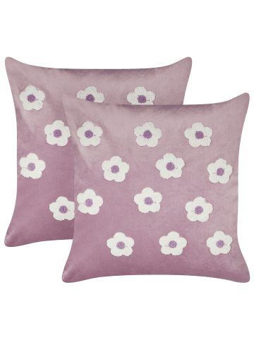 Beliani 2er-Set Dekokissen ECHINACEA in Violett