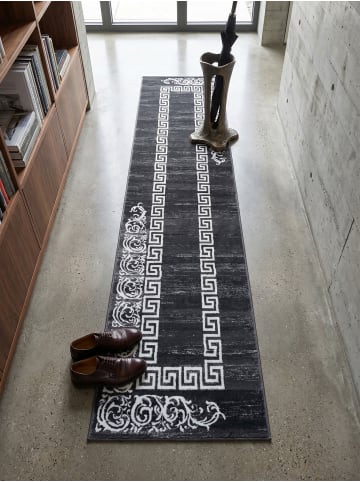 KADIMA DESIGN Teppich Kurzflor Waschbar Mäander ASPEN Strapazierfähig OEKO-TEX in Grau