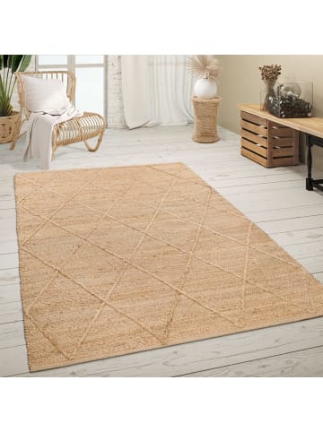KADIMA DESIGN Jute Teppich Rauten wendbar in Natur