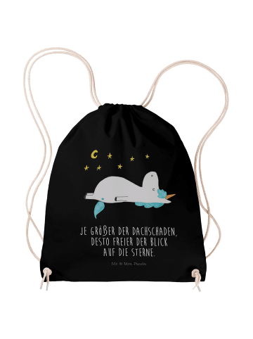 Mr. & Mrs. Panda Sportbeutel Einhorn Sternenhimmel mit Spruch in Schwarz