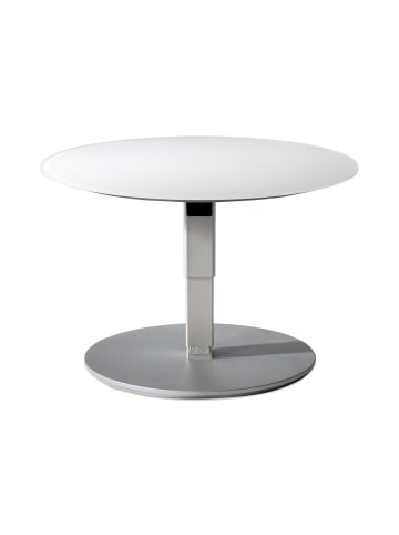 58 aufm Kessel FUNKTIONSTISCH höhenverstellbar Cali 80 x 80 x 39-76 Couchtisch Weiß/Perlsilber