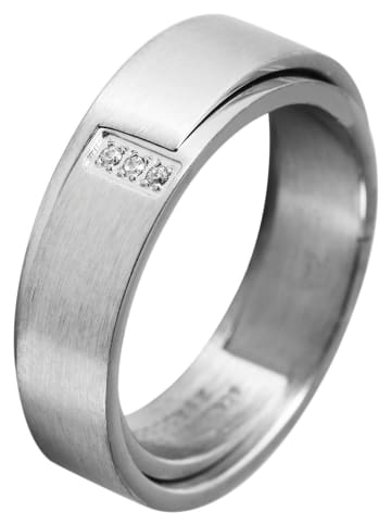 Adeliás Damen Ring aus Edelstahl mit Strass Steinchen in silber
