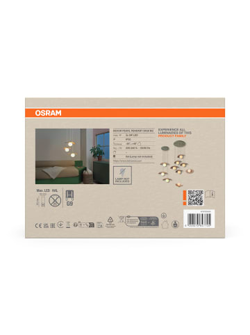 Osram Decor Pearl Pendelleuchte 3x G9 Beige Filz Glas