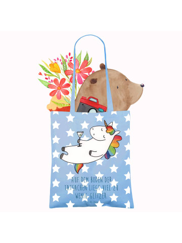 Mr. & Mrs. Panda ToteBag Einhorn Blümchentail mit Spruch in Sky Blue