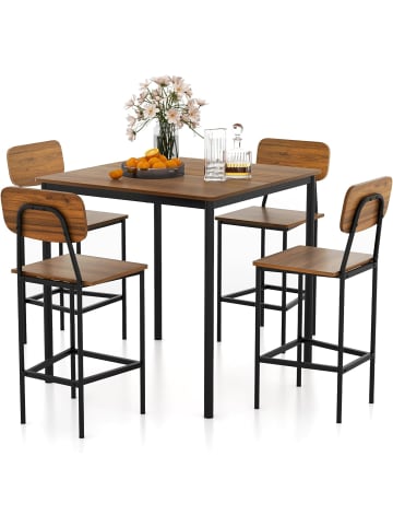 COSTWAY Esstisch 5 tlg. Set in Hellbraun