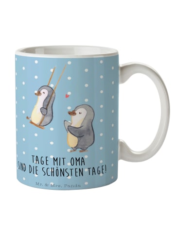 Mr. & Mrs. Panda Trinkbecher Pinguin Oma schaukeln mit Spruch in Blau Pastell