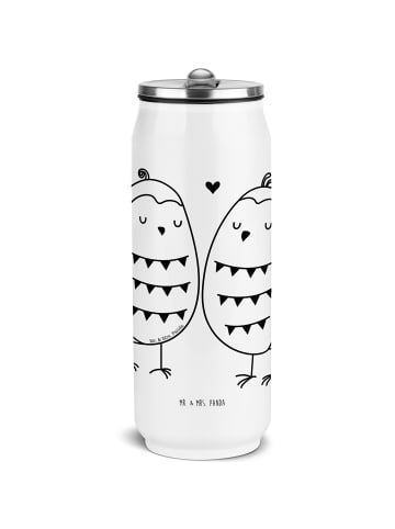Mr. & Mrs. Panda Edelstahl Trinkflasche Eulen Liebe ohne Spruch in Weiß