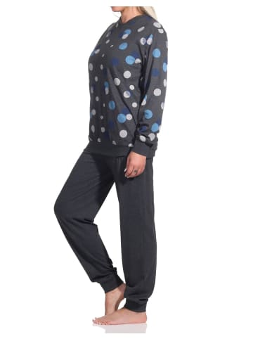 NORMANN Schlafanzug Bündchen Tupfen Punkte - 75730 in blau