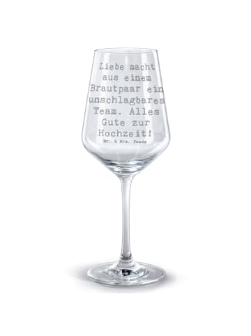 Mr. & Mrs. Panda Rotweinglas mit Gravur Spruch Unschlagbares Bra... in Transparent