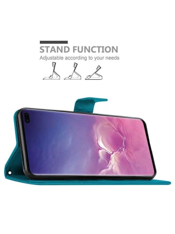 cadorabo Hülle für Samsung Galaxy S10 PLUS Blumen Design in FLORAL BLAU